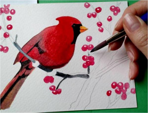 Image for event: Winter Cardinals in Watercolors